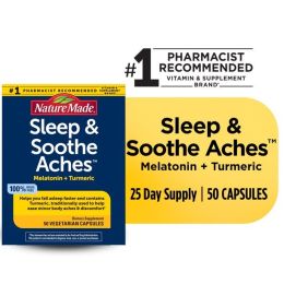 Nature Made Sleep & Soothe Aches with Melatonin 5mg and Turmeric Capsules;  50 Count