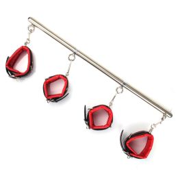 Straight Type Handcuffs, Stainless Steel Tube, Forced Leg Tension And Restraint Tube (Color: Red)