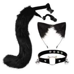 Ear Cat Tail Set Hair Hoop (Color: Black)