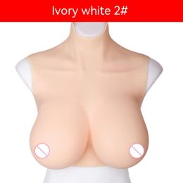 High Collar Short Section Half Body Solid Artificial Breast (Option: Ivory White-E Cup 2600g)