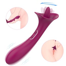 Silicone Vibration Rod Vibrating Tongue Female (Option: Rose Red)