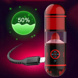 Male Masturbation Cup Masturbation Device Mouth Love Deep Waiting Tongue Oral Sex Cup (Option: White-USB)