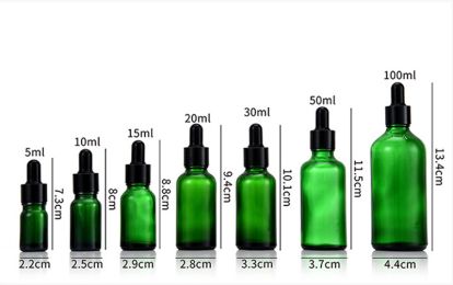 Glass Fine Oil Bottle Avoid Light Glue Head Dropper Bottle Essence Stock Bottling Cosmetics (Option: Green-100ml)