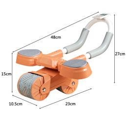 2 In 1 Belly Wheel Balanced Support and Digital Counter Automatic Rebound Mute Abdominal Exerciser Arm Muscles Slimming Home Gym (Color: Orange timer A)