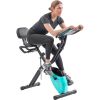 Folding Exercise Bike; Fitness Upright and Recumbent X-Bike with 10-Level Adjustable Resistance; Arm Bands and Backrest